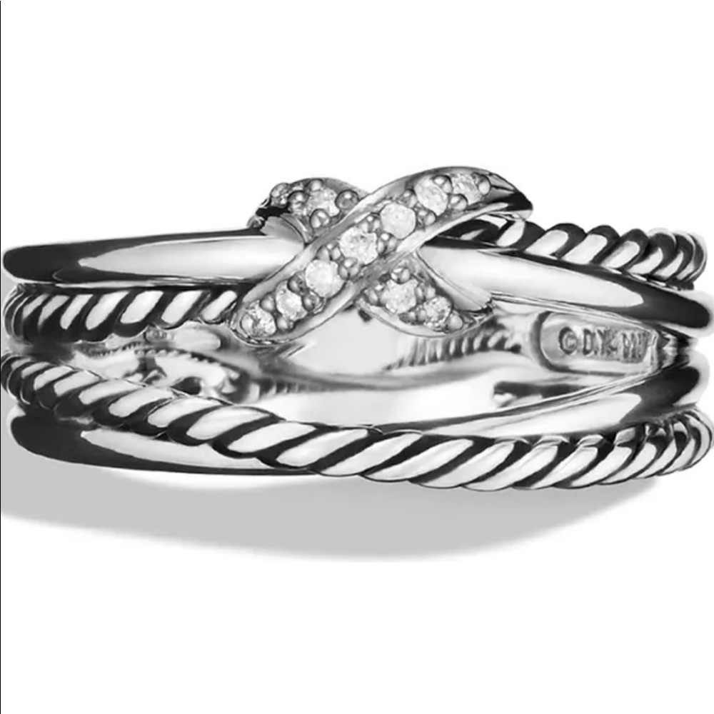 David Yurman X ring with diamonds